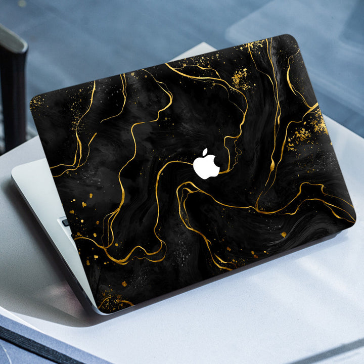 Laptop Skin for Apple MacBook - Golden Liner on Black - SkinsLegend