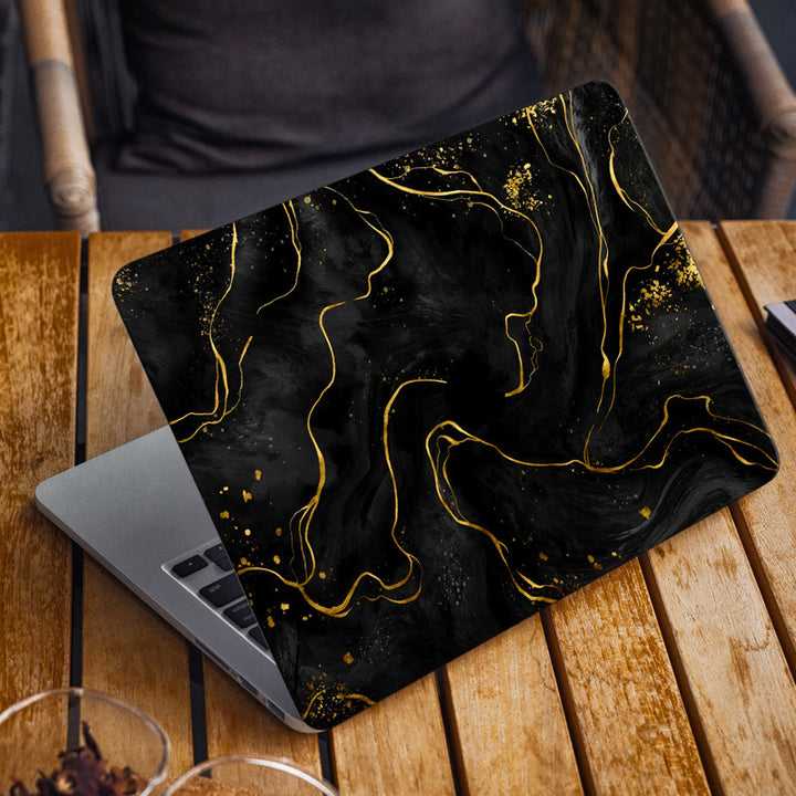 Laptop Skin for Apple MacBook - Golden Liner on Black - SkinsLegend