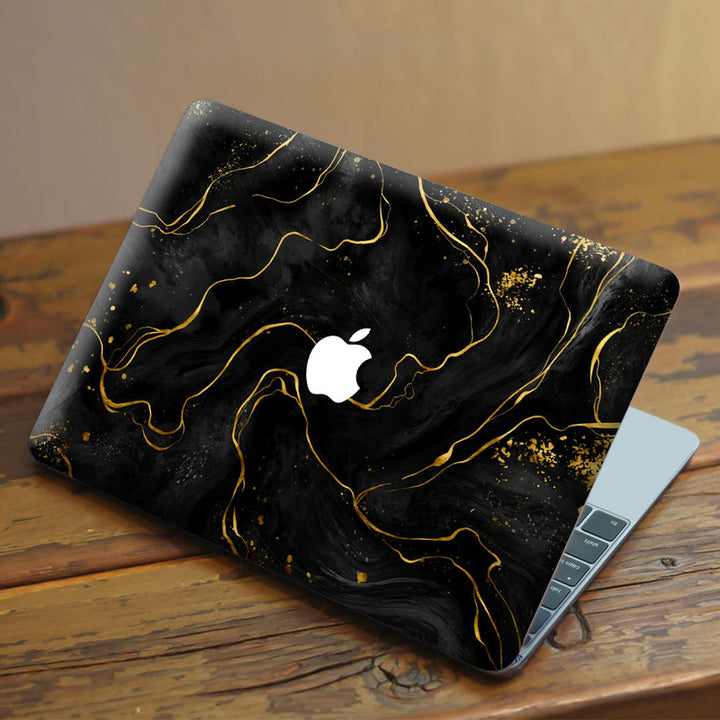 Laptop Skin for Apple MacBook - Golden Liner on Black - SkinsLegend