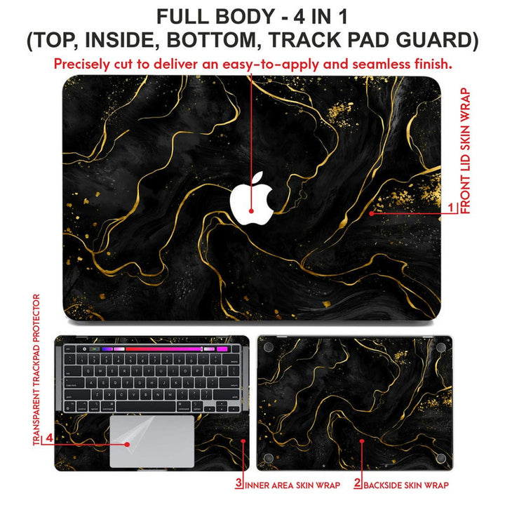 Laptop Skin for Apple MacBook - Golden Liner on Black - SkinsLegend