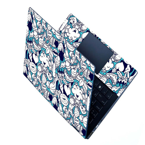 Full Panel Laptop Skin - Graffiti Seamless Girlish Doodle