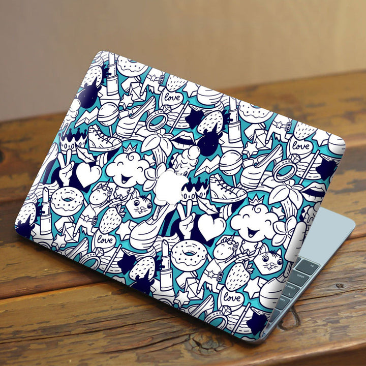 Laptop Skin for Apple MacBook - Graffiti Seamless Girlish Doodle - SkinsLegend