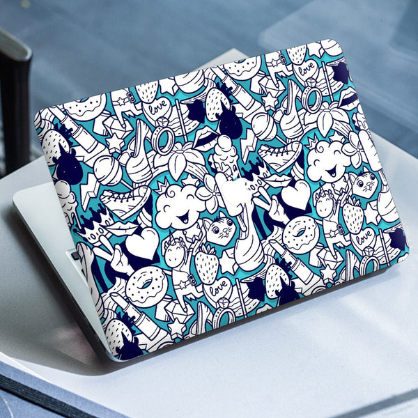 Laptop Skin for Apple MacBook - Graffiti Seamless Girlish Doodle - SkinsLegend