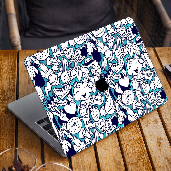 Laptop Skin for Apple MacBook - Graffiti Seamless Girlish Doodle - SkinsLegend