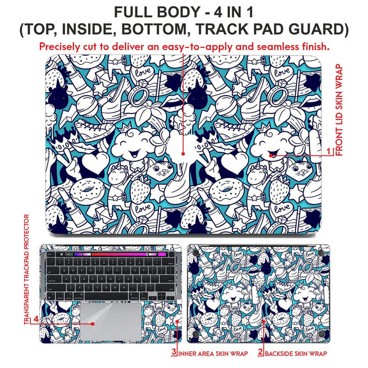 Laptop Skin for Apple MacBook - Graffiti Seamless Girlish Doodle - SkinsLegend