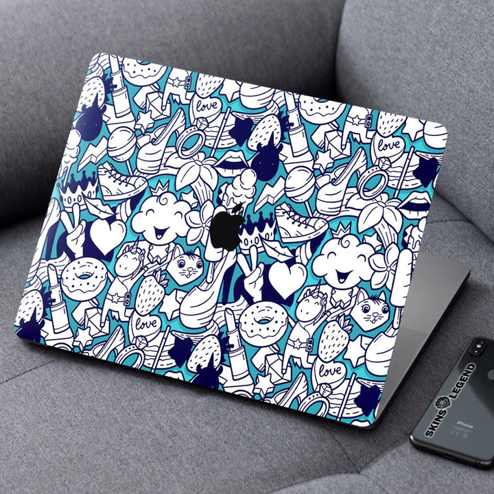 Laptop Skin for Apple MacBook - Graffiti Seamless Girlish Doodle - SkinsLegend