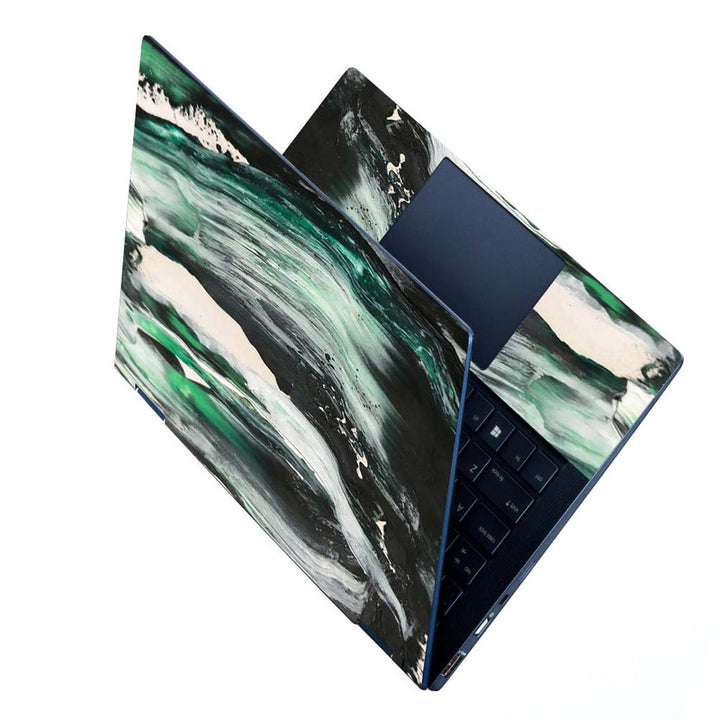 Full Panel Laptop Skin - Green Black Stroke