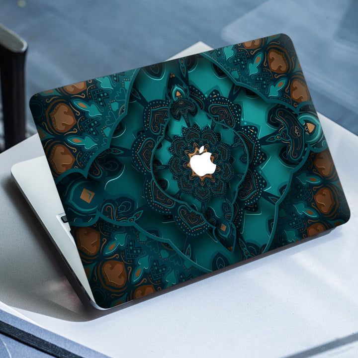 Laptop Skin for Apple MacBook - Green Brown Mandala Art - SkinsLegend