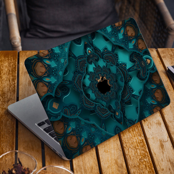 Laptop Skin for Apple MacBook - Green Brown Mandala Art - SkinsLegend