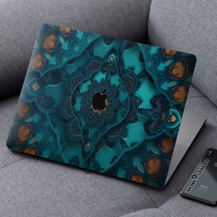 Laptop Skin for Apple MacBook - Green Brown Mandala Art - SkinsLegend