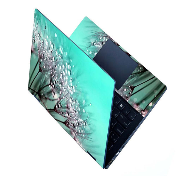 Full Panel Laptop Skin - Green Floral Drops