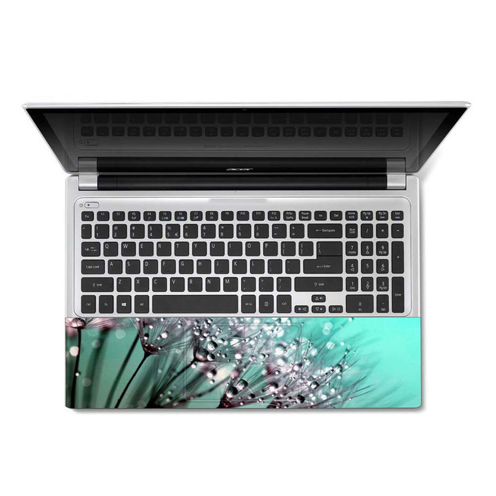 Full Panel Laptop Skin - Green Floral Drops