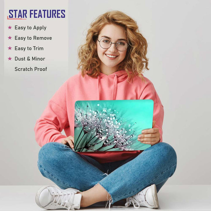 Full Panel Laptop Skin - Green Floral Drops