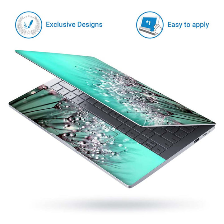 Full Panel Laptop Skin - Green Floral Drops