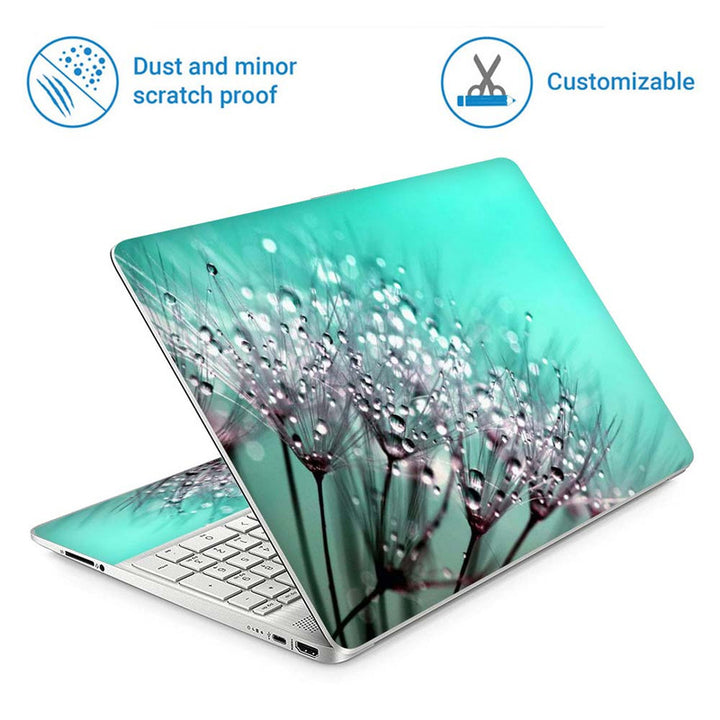 Full Panel Laptop Skin - Green Floral Drops