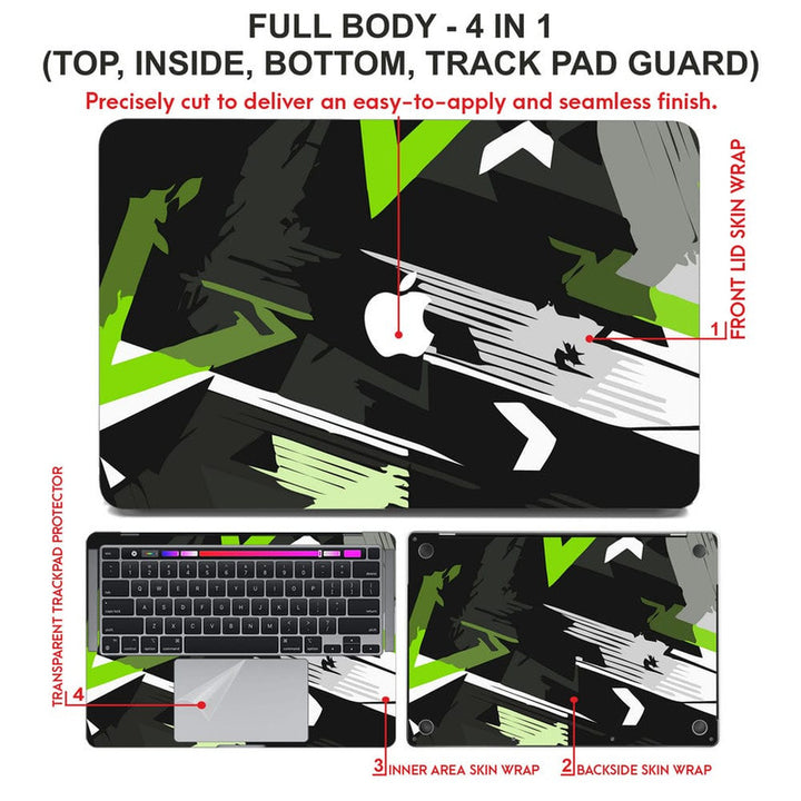 Laptop Skin for Apple MacBook - Green Grey Black Abstract - SkinsLegend