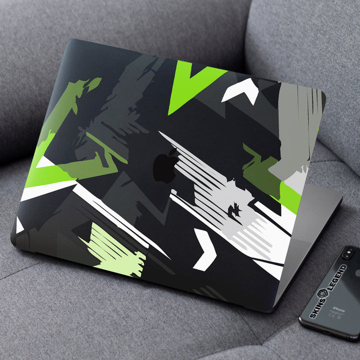 Laptop Skin for Apple MacBook - Green Grey Black Abstract - SkinsLegend