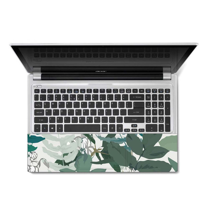 Full Panel Laptop Skin - Green Painted Leaves Art