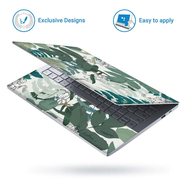 Full Panel Laptop Skin - Green Painted Leaves Art