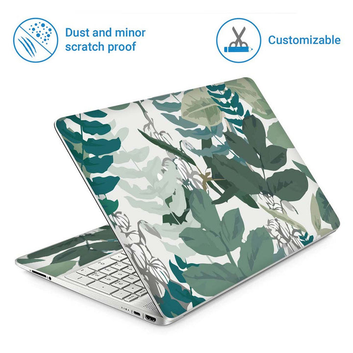 Full Panel Laptop Skin - Green Painted Leaves Art