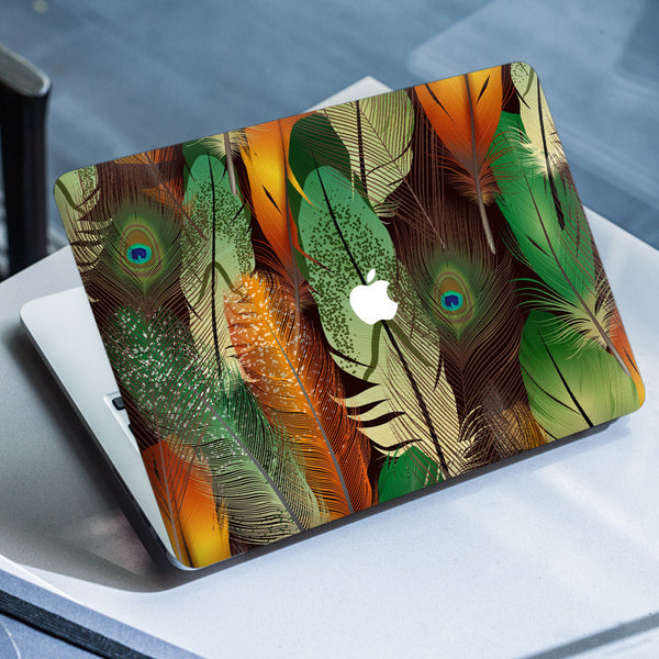 Laptop Skin for Apple MacBook - Green Shade Feather Art - SkinsLegend