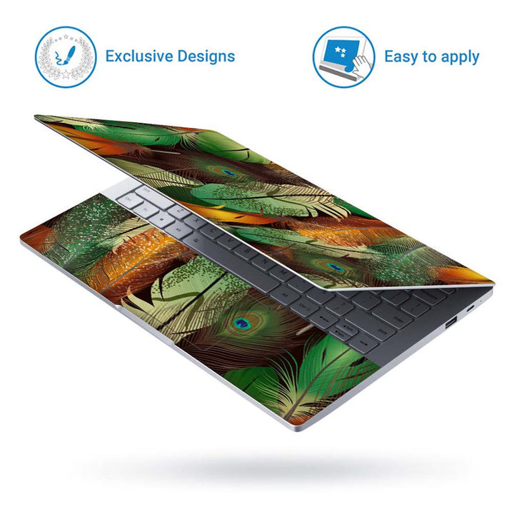 Full Panel Laptop Skin - Green Shade Feather Art