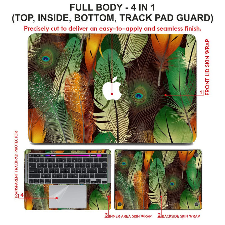 Laptop Skin for Apple MacBook - Green Shade Feather Art - SkinsLegend