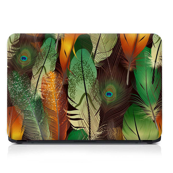 Full Panel Laptop Skin - Green Shade Feather Art