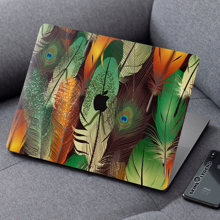 Laptop Skin for Apple MacBook - Green Shade Feather Art - SkinsLegend