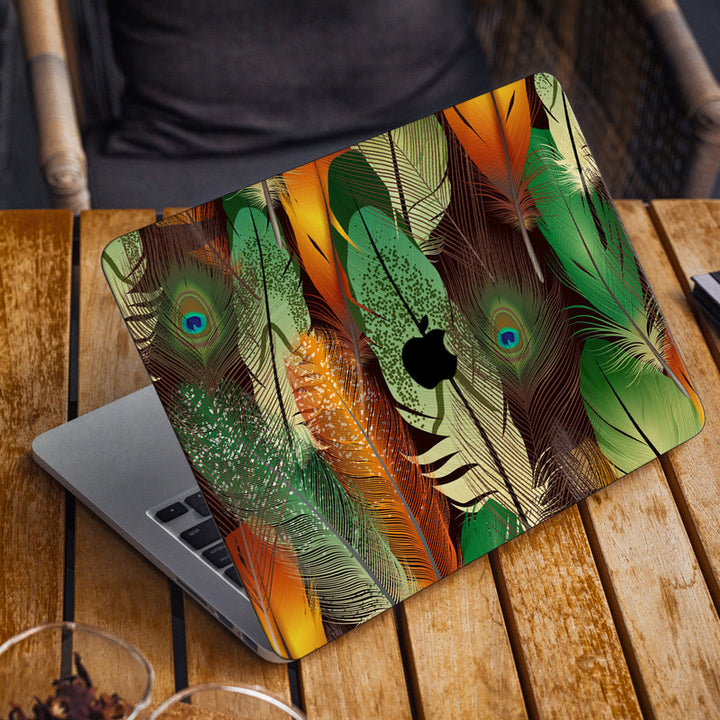 Laptop Skin for Apple MacBook - Green Shade Feather Art - SkinsLegend