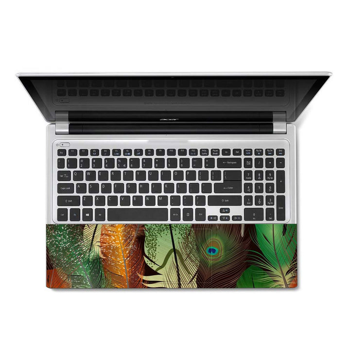 Full Panel Laptop Skin - Green Shade Feather Art