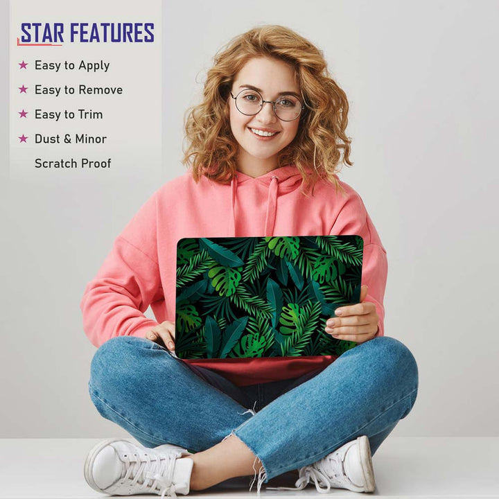 Full Panel Laptop Skin - Green Shaded Leaves