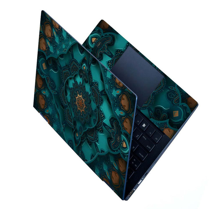 Full Panel Laptop Skin - Green Shaded Mandla Art