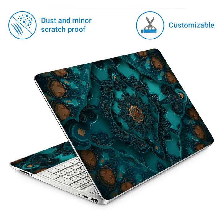 Full Panel Laptop Skin - Green Shaded Mandla Art