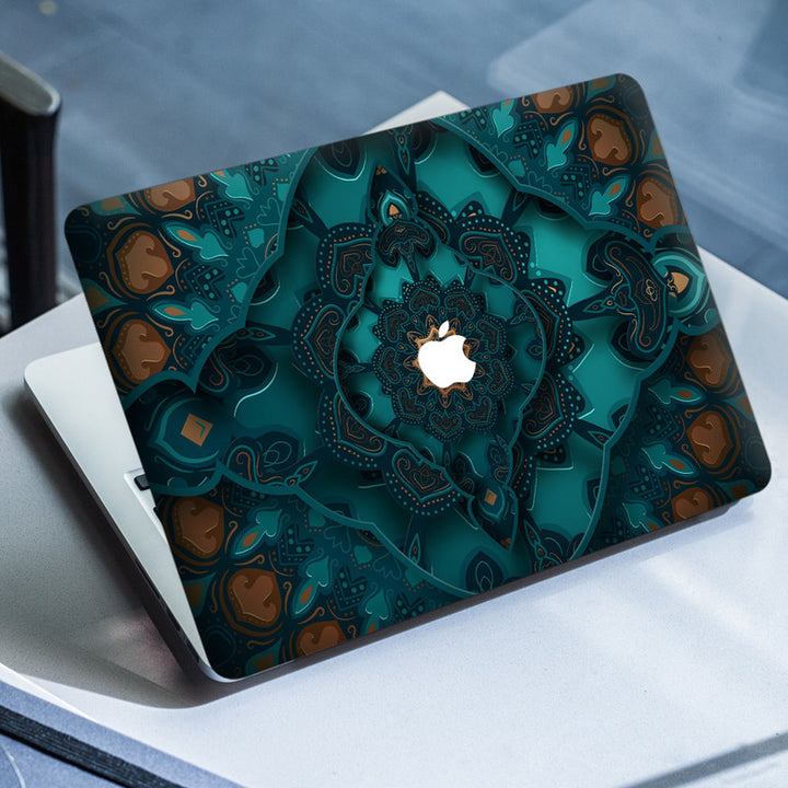 Laptop Skin for Apple MacBook - Green Shaded Mandla Art - SkinsLegend