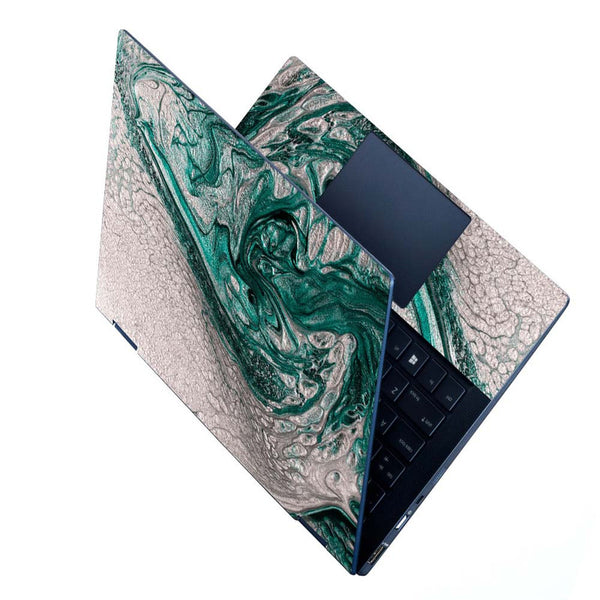 Full Panel Laptop Skin - Green Silver Sparkle