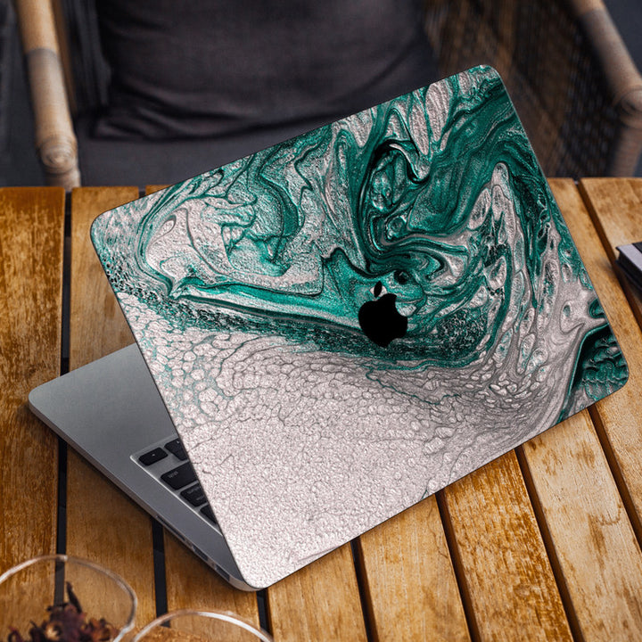 Laptop Skin for Apple MacBook - Green Silver Sparkle - SkinsLegend