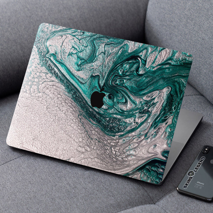 Laptop Skin for Apple MacBook - Green Silver Sparkle - SkinsLegend