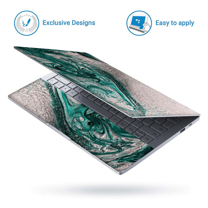 Full Panel Laptop Skin - Green Silver Sparkle