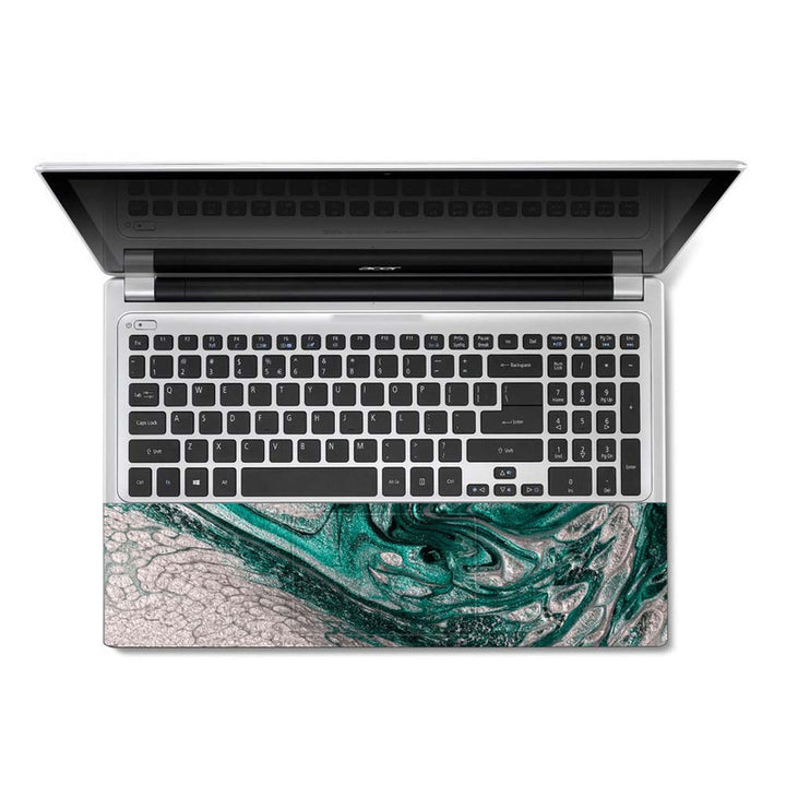 Full Panel Laptop Skin - Green Silver Sparkle