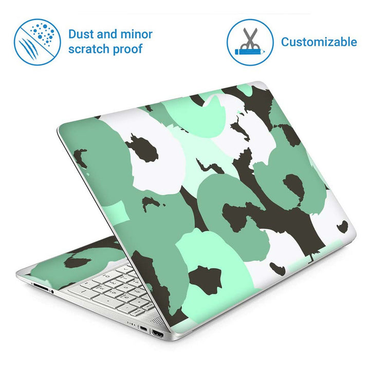 Full Panel Laptop Skin - Green Spirals on Grey