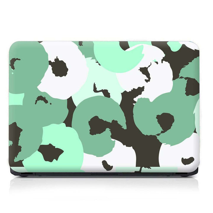 Full Panel Laptop Skin - Green Spirals on Grey