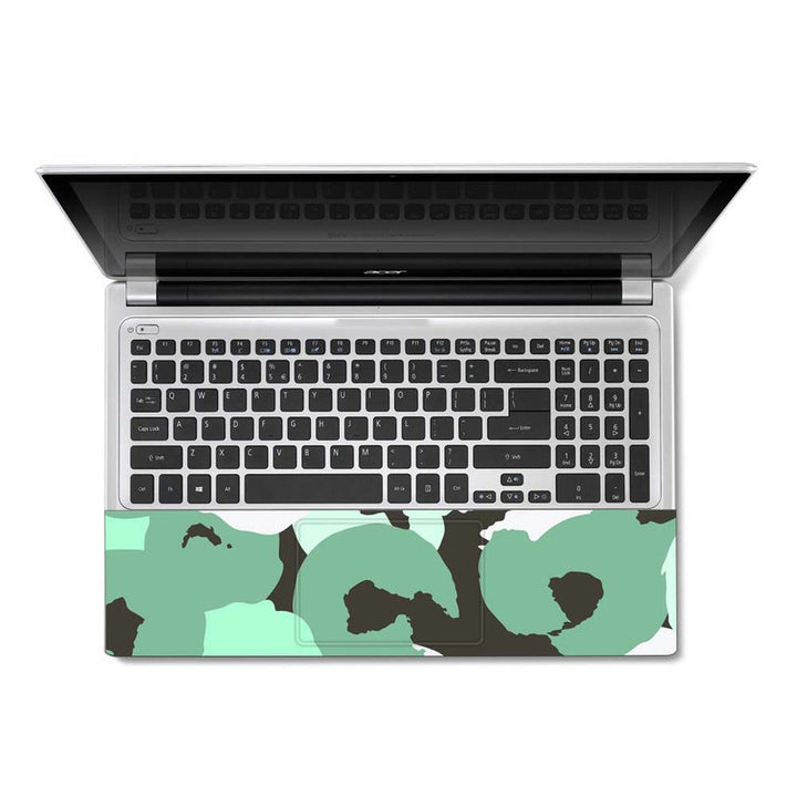 Full Panel Laptop Skin - Green Spirals on Grey