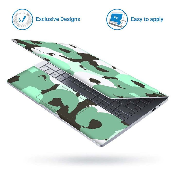 Full Panel Laptop Skin - Green Spirals on Grey