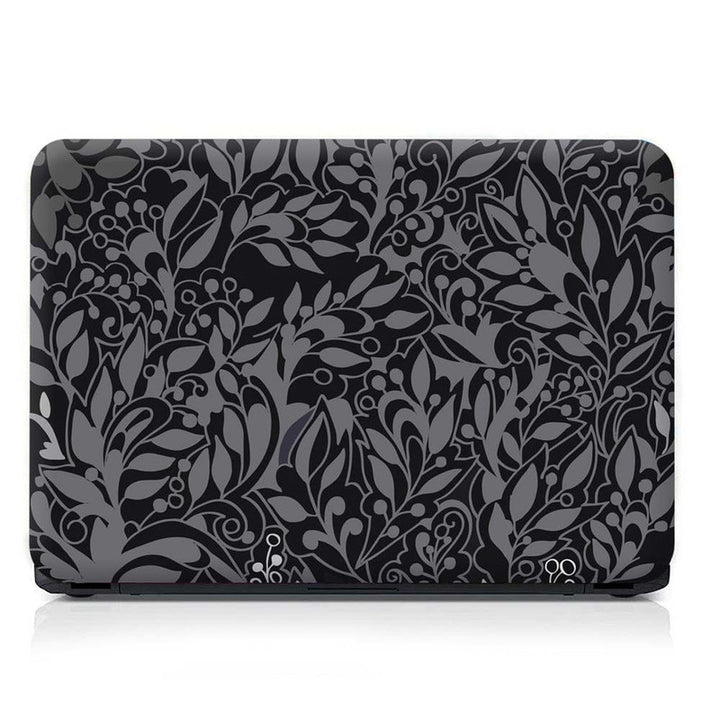 Full Panel Laptop Skin - Grey Leaves on Black