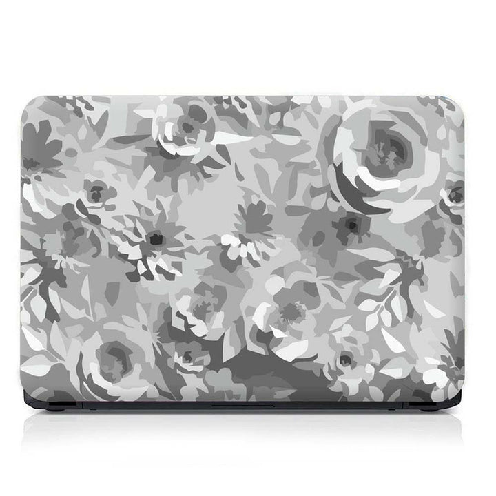 Full Panel Laptop Skin - Grey Shade Painted Flower Art