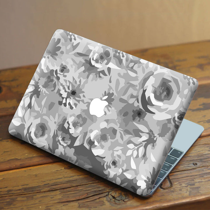 Laptop Skin for Apple MacBook - Grey Shade Painted Flower Art - SkinsLegend