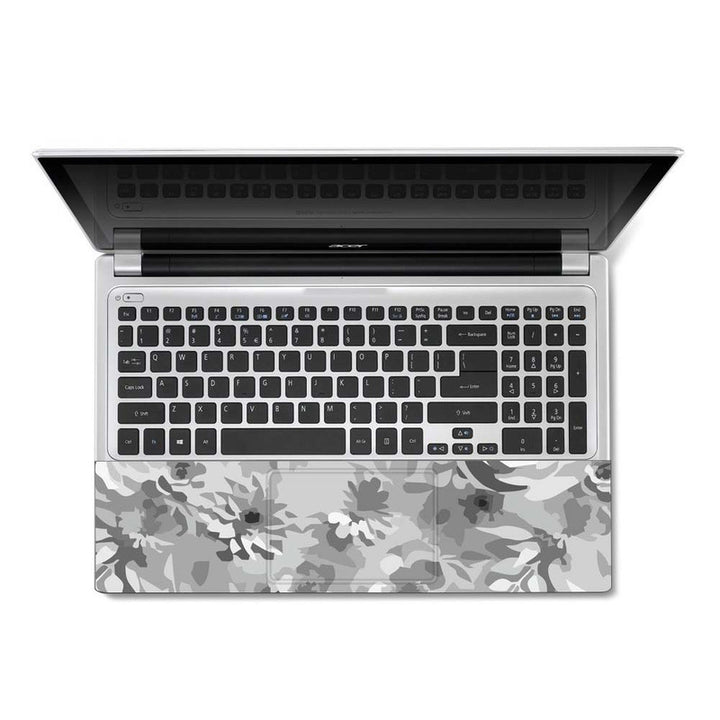 Full Panel Laptop Skin - Grey Shade Painted Flower Art