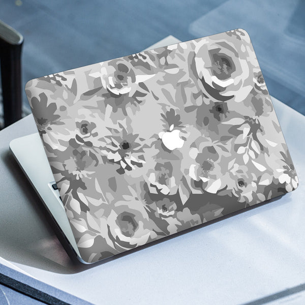 Laptop Skin for Apple MacBook - Grey Shade Painted Flower Art - SkinsLegend