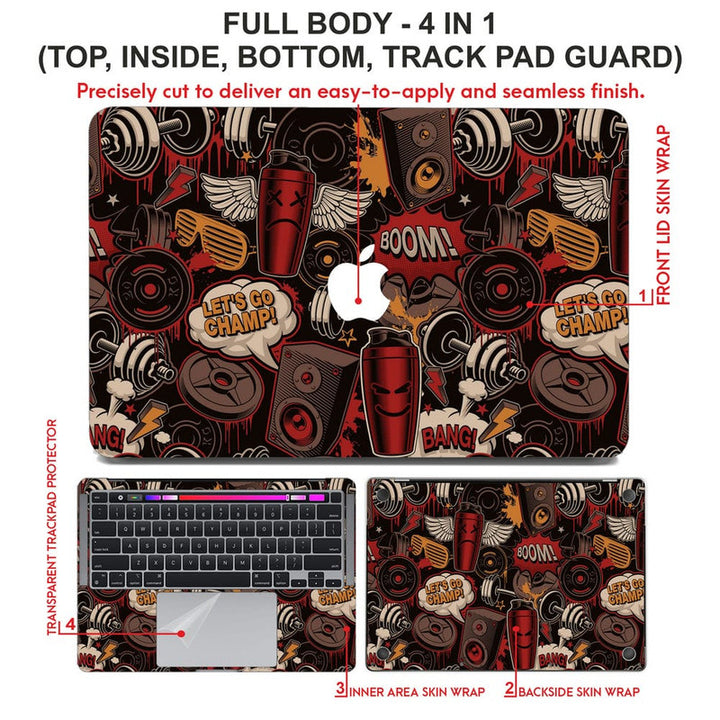 Laptop Skin for Apple MacBook - Gym in Graffiti Style - SkinsLegend